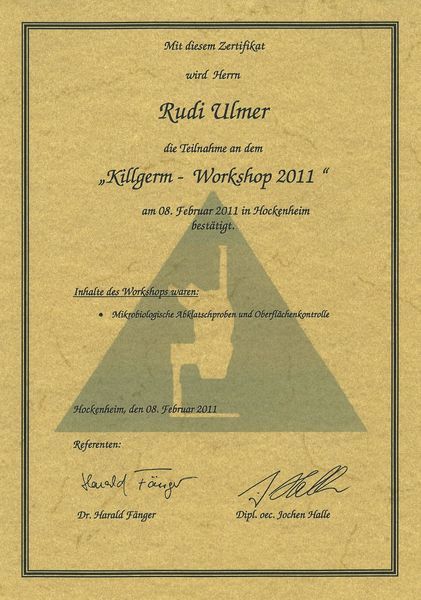 Killgerm-Workshop Rudi Ulmer - Rudi Ulmer Schädlingsbekämpfung