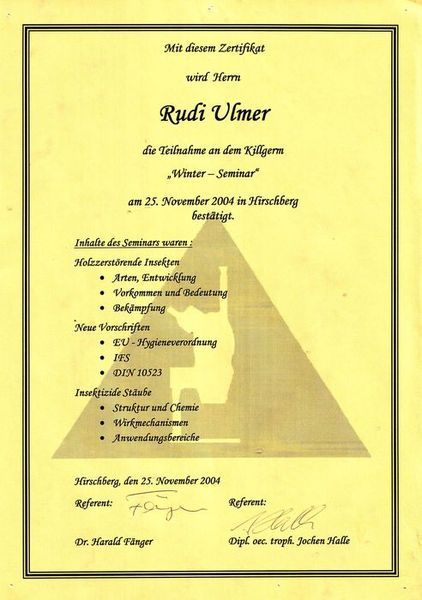 Winter-Seminar Rudi Ulmer - Rudi Ulmer Schädlingsbekämpfung