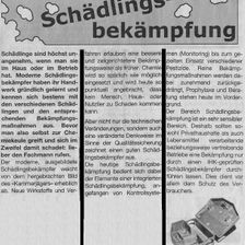 Zeitungsartikel "Moderne Schädlingsbekämpfung" - Rudi Ulmer Schädlingsbekämpfung