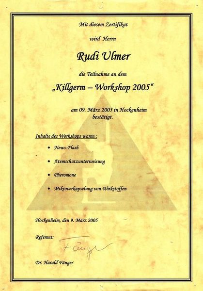 Killgerm-Workshop Rudi Ulmer - Rudi Ulmer Schädlingsbekämpfung
